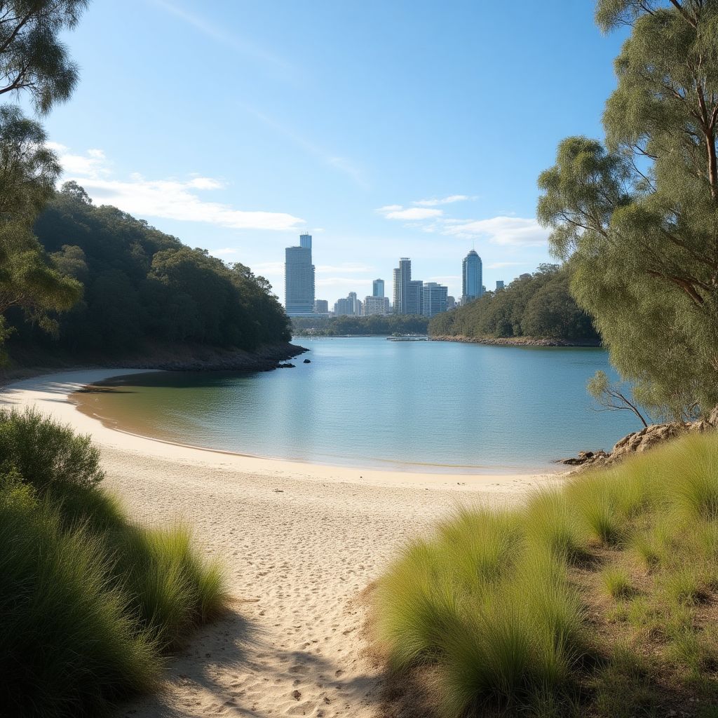 Secret riverside beach in New Farm